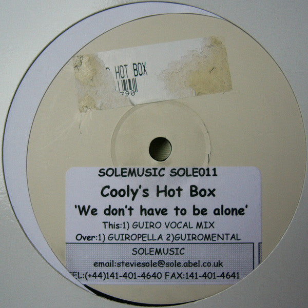 Cooly's Hot Box : We Don't Have To Be Alone (12", Promo)