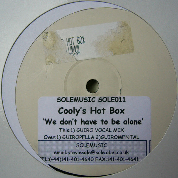 Cooly's Hot Box : We Don't Have To Be Alone (12", Promo)