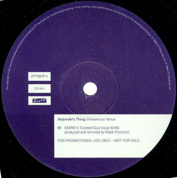 Adamski's Thing : Intravenous Venus (12", Promo)