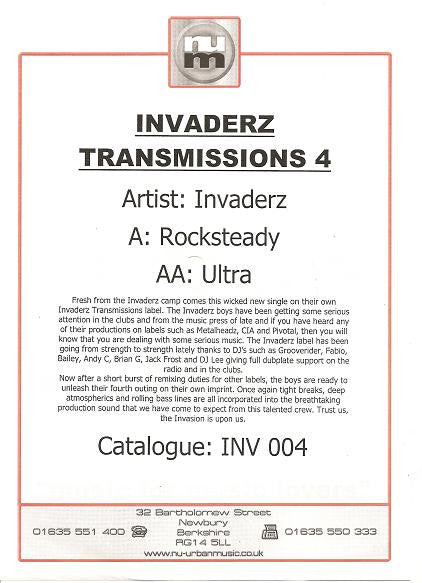 Invaderz : Roksteady / Ultra (12", Promo, W/Lbl)