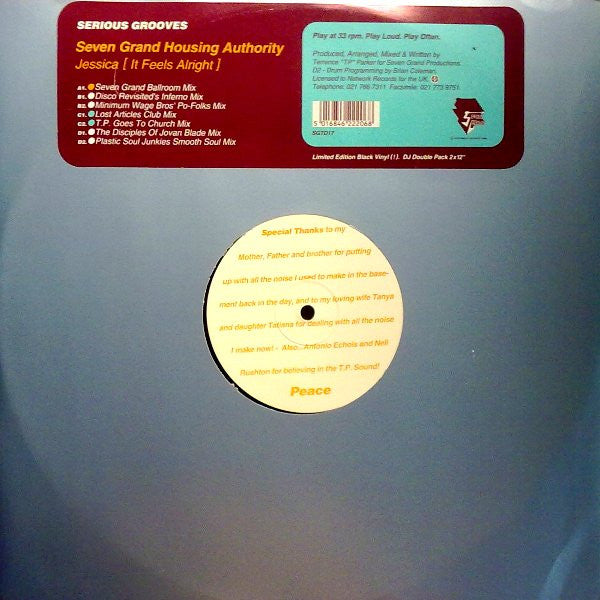 Seven Grand Housing Authority : Jessica (It Feels Alright) (2x12", Ltd)