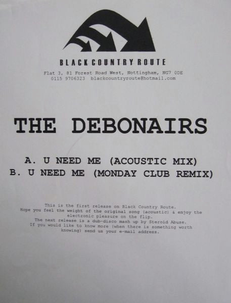 The Debonairs : U Need Me (12", W/Lbl, Sta)