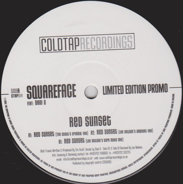 Squareface Feat. Dani G* : Red Sunset (12", Ltd, Promo)
