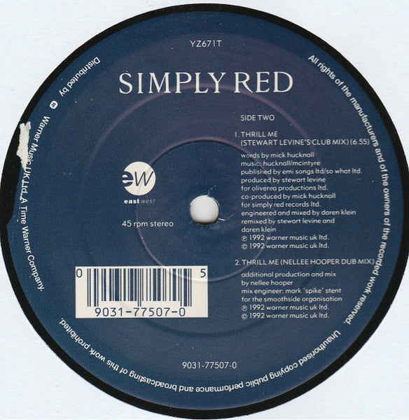 Simply Red : Thrill Me (12", Single)