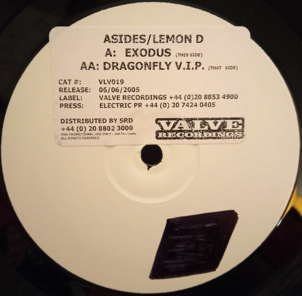 A-Sides / Lemon D : Exodus / Dragonfly VIP (12", W/Lbl, Sti)