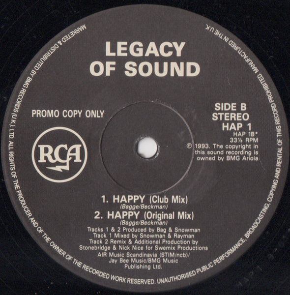Legacy Of Sound : Happy (12", Promo)