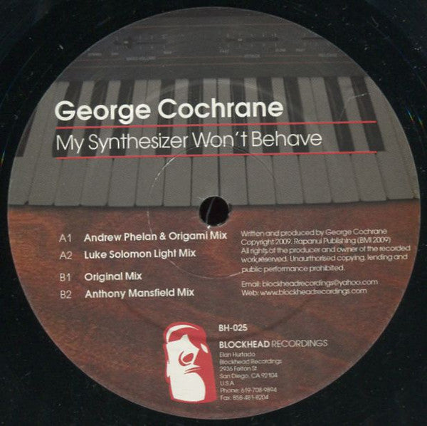 George Cochrane : My Synthesizer Won't Behave (12")