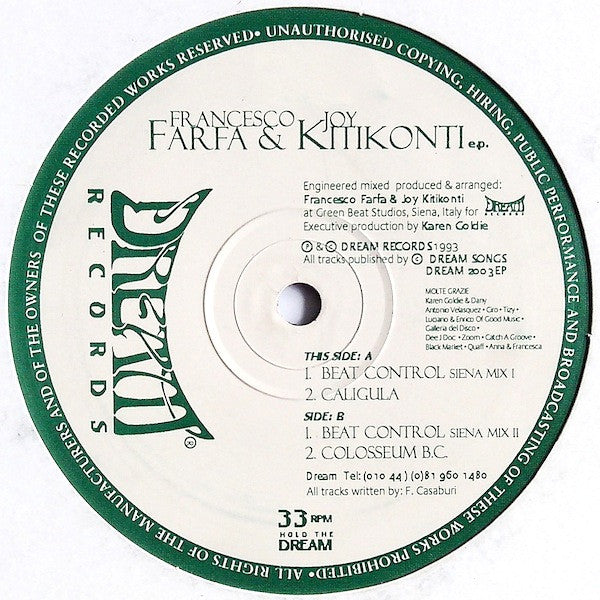 Francesco Farfa & Joy Kitikonti : Beat Control E.P. (12", EP)