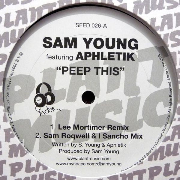 Sam Young Featuring Aphletik : Peep This (12")