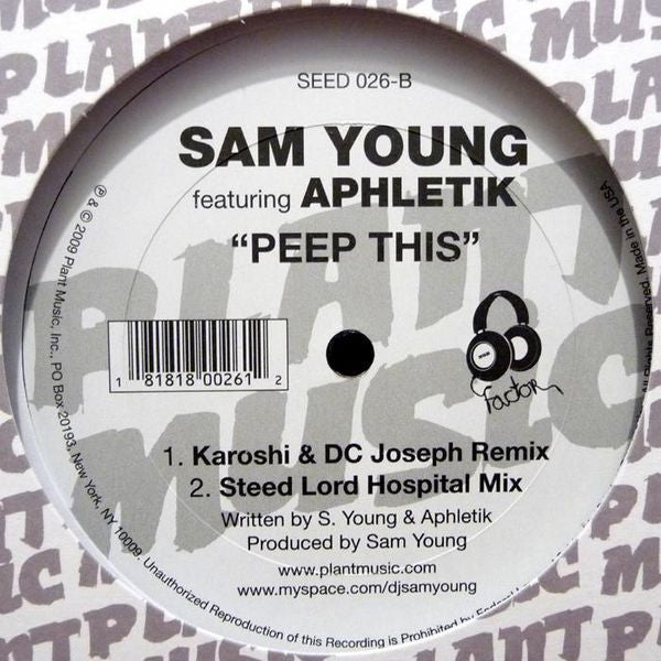 Sam Young Featuring Aphletik : Peep This (12")