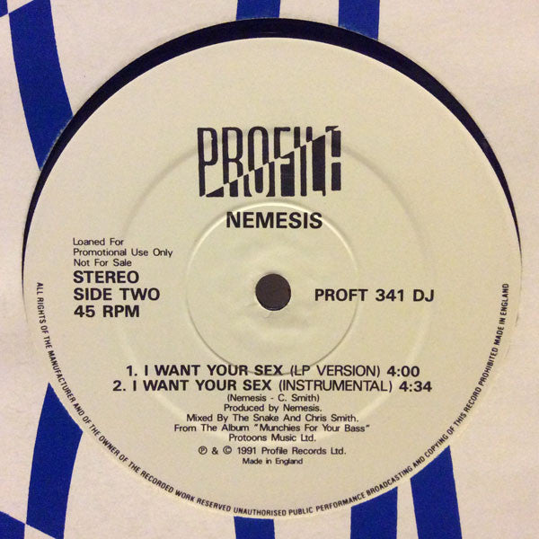 Nemesis (3) : I Want Your Sex (12", Promo)
