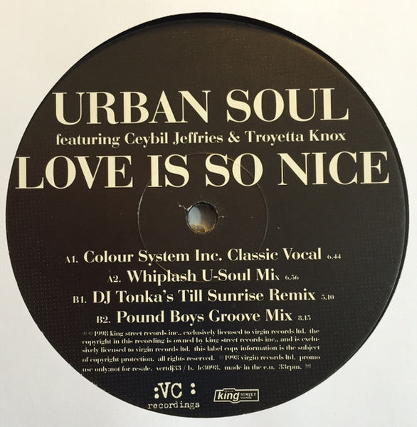 Urban Soul : Love Is So Nice (2x12", Promo)