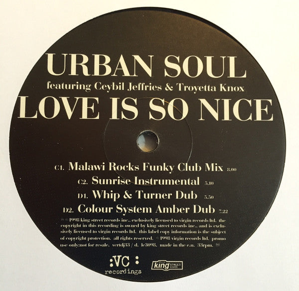 Urban Soul : Love Is So Nice (2x12", Promo)