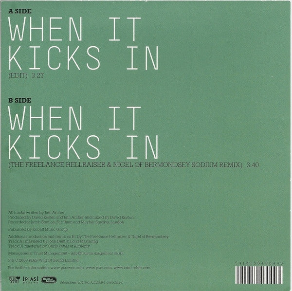 Iain Archer : When It Kicks In (7")