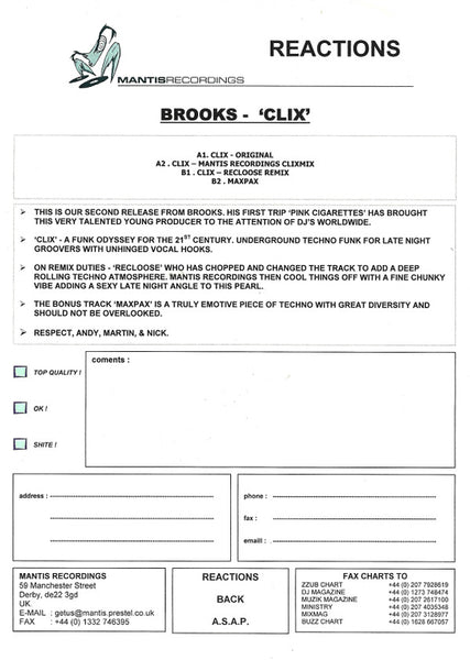 Brooks : Clix (12", Promo)