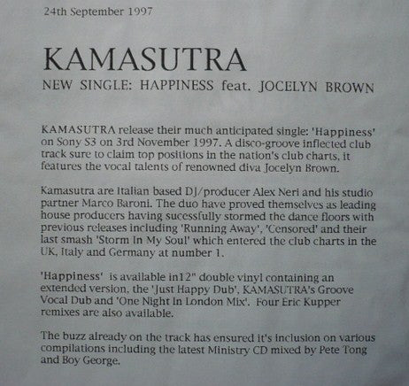 Kamasutra : Happiness (12", Promo)