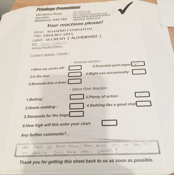 Massimo Cominotto : Eroi Di Carta (12", Promo, W/Lbl)