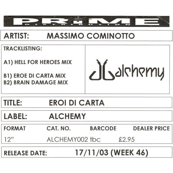 Massimo Cominotto : Eroi Di Carta (12", Promo, W/Lbl)
