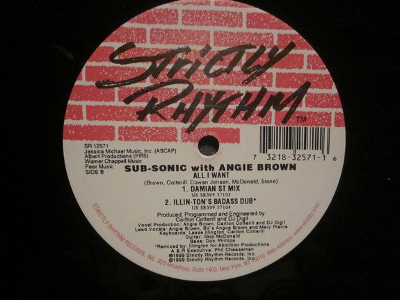 Sub-Sonic (2) with Angie Brown : All I Want (12")