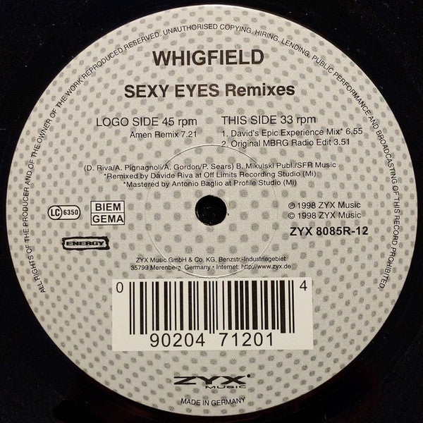 Whigfield : Sexy Eyes (Remixes) (12")