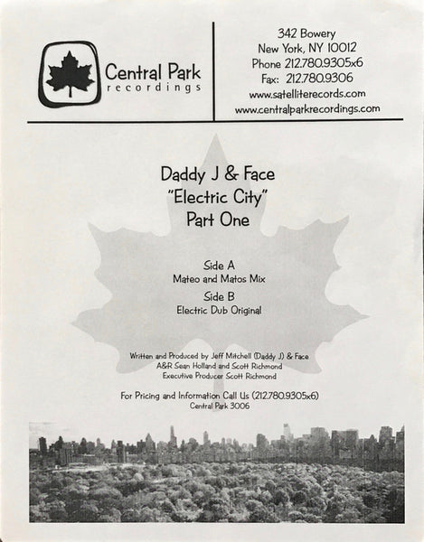 Daddy J & Face : Electric City (Part One) (12", Promo, W/Lbl)