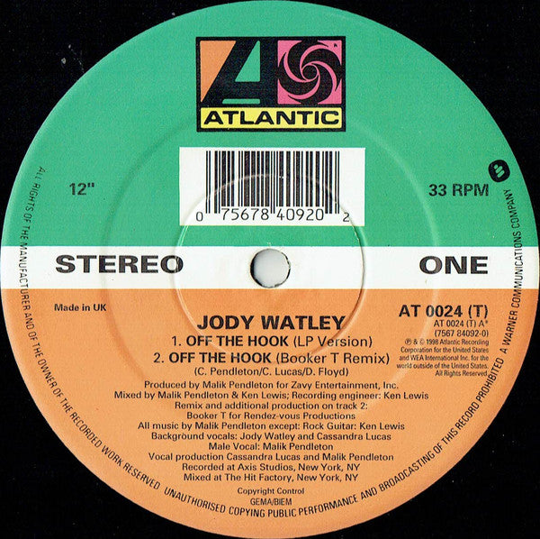 Jody Watley : Off The Hook (12", Single)