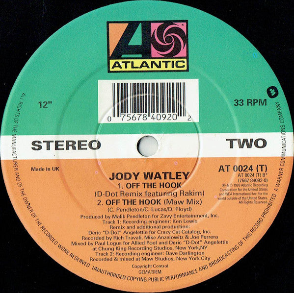 Jody Watley : Off The Hook (12", Single)