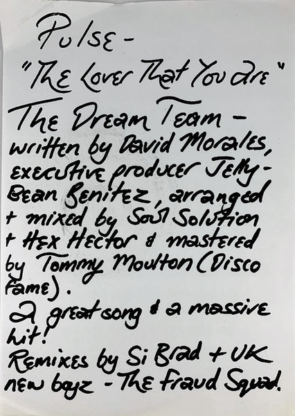 Pulse (3) Featuring The Voice Of Antoinette Roberson : The Lover That You Are (2x12", Promo)