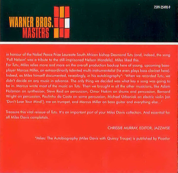 Miles Davis : Tutu (CD, Album, RE, RM, Dig)