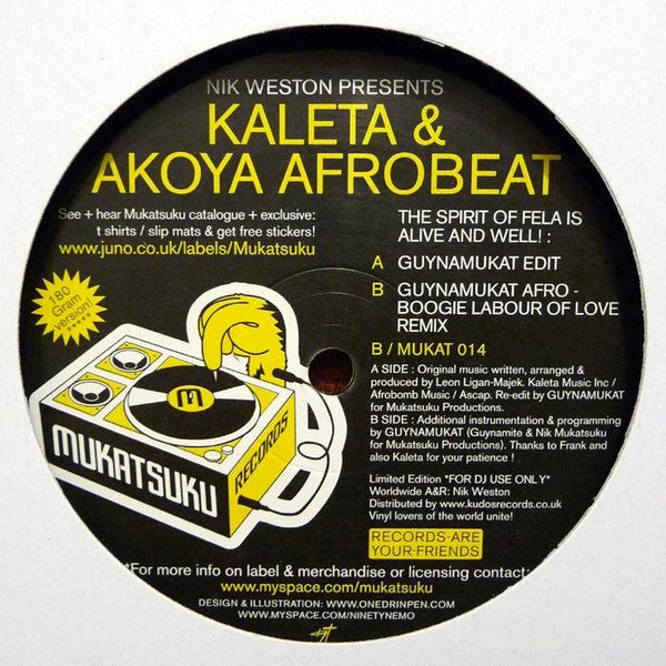 Nik Weston Presents Kaleta & Akoya Afrobeat Ensemble : The Spirit Of Fela Is Alive And Well! (12", Ltd, 180)