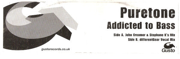 Puretone : Addicted To Bass (12", Promo, W/Lbl)