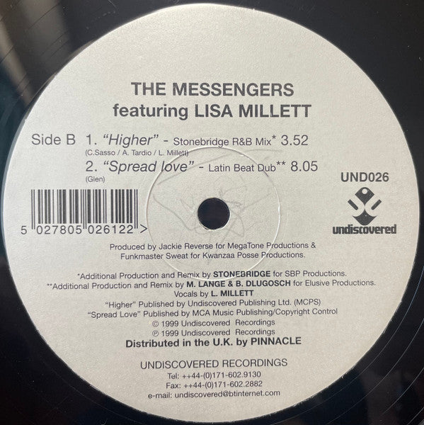 The Messengers Featuring Lisa Millett : Higher / Spread Love (12", Maxi, Comp)