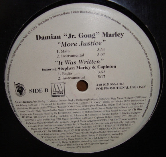 Damian Marley : Still Searchin / More Justice / It Was Written (12", Promo)