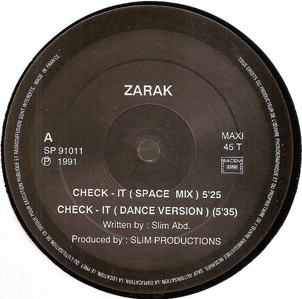 Zarak : Check-It (12", Maxi)