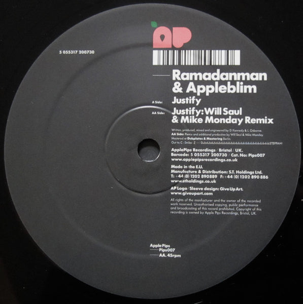 Ramadanman & Appleblim : Justify (12")