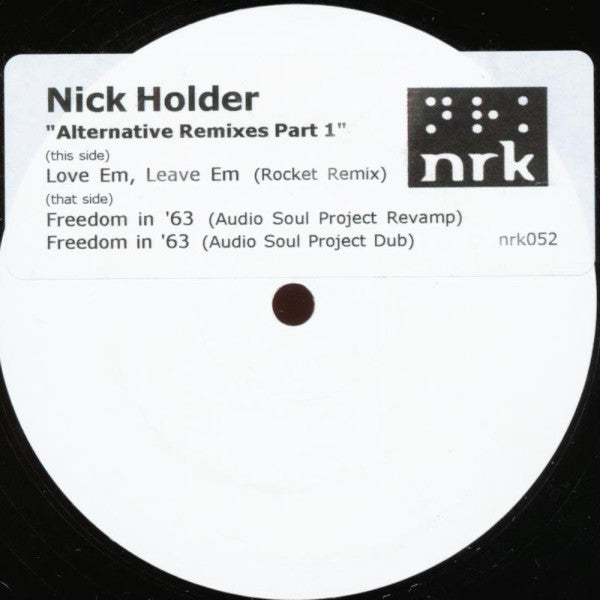 Nick Holder : Alternative Remixes Part 1 (12", W/Lbl)