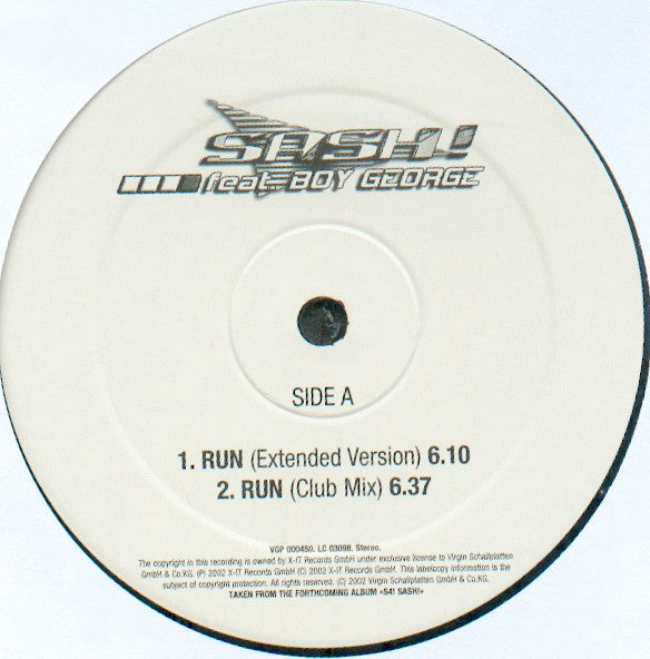 Sash! Feat. Boy George : Run (12")