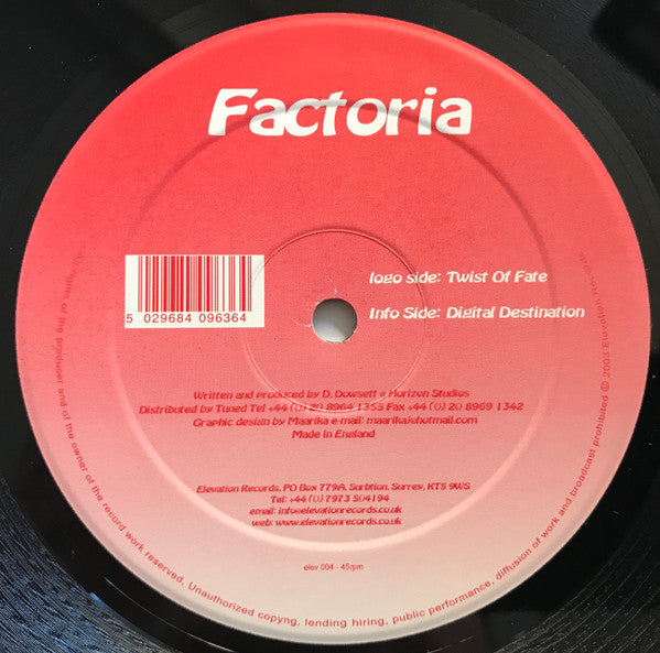 Factoria : Twist Of Fate / Digital Destination (12")