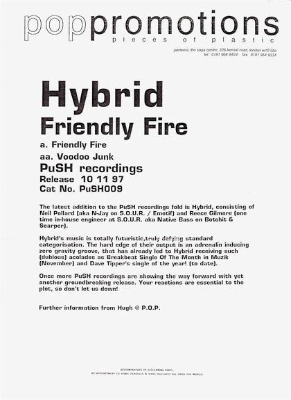 hybrid A.D. : Friendly Fire / Voodoo Junk (12", Promo)