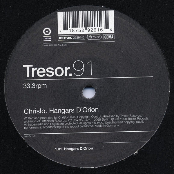 Chrislo Haas : Hangars D'Orion (12")