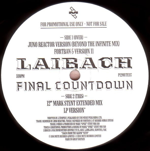 Laibach : Final Countdown (12", Promo)