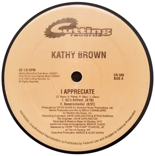 Kathy Brown : I Appreciate (12")