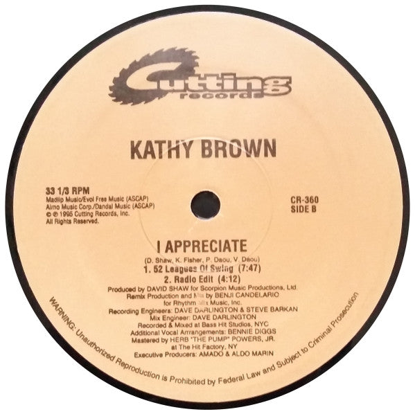 Kathy Brown : I Appreciate (12")