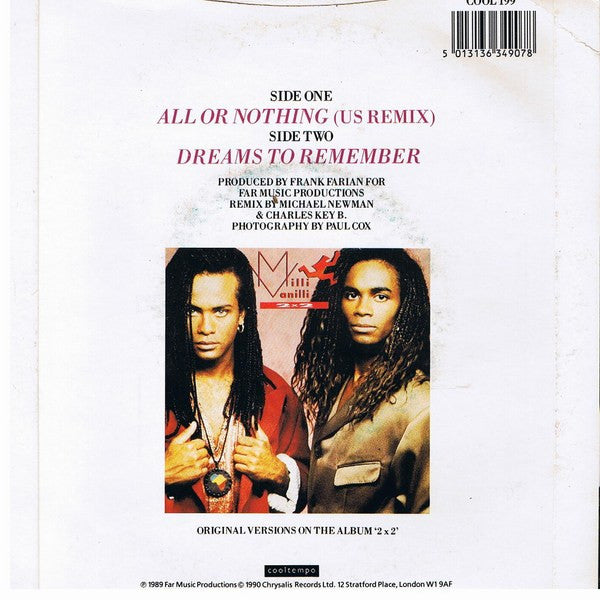 Milli Vanilli : All Or Nothing (7", Single)