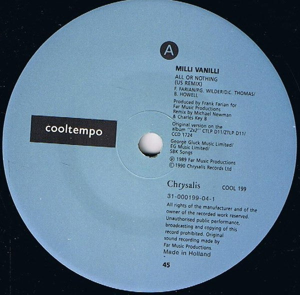 Milli Vanilli : All Or Nothing (7", Single)