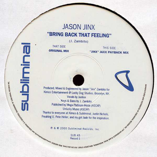 Jason Jinx : Bring Back That Feeling (2x12")