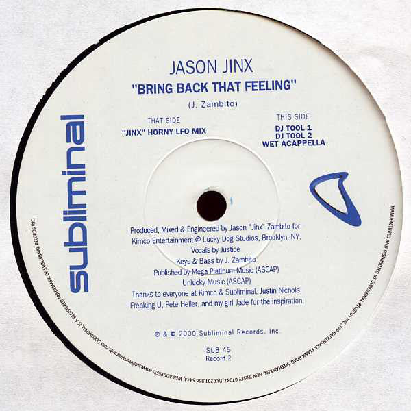 Jason Jinx : Bring Back That Feeling (2x12")