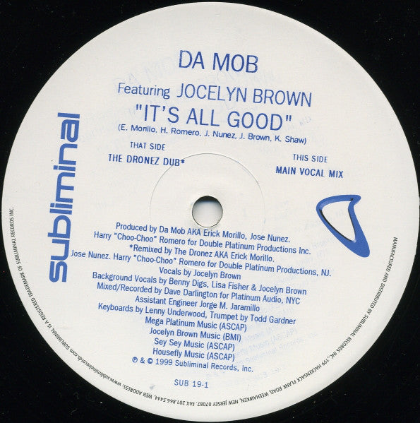 Da Mob Featuring Jocelyn Brown : It's All Good (2x12")