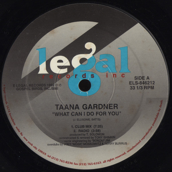 Taana Gardner : What Can I Do For You (12")