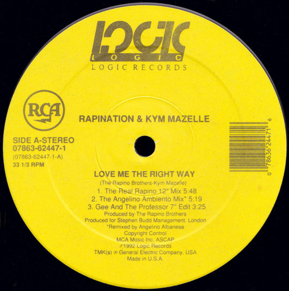 The Rapino Brothers & Kym Mazelle : Love Me The Right Way (12")